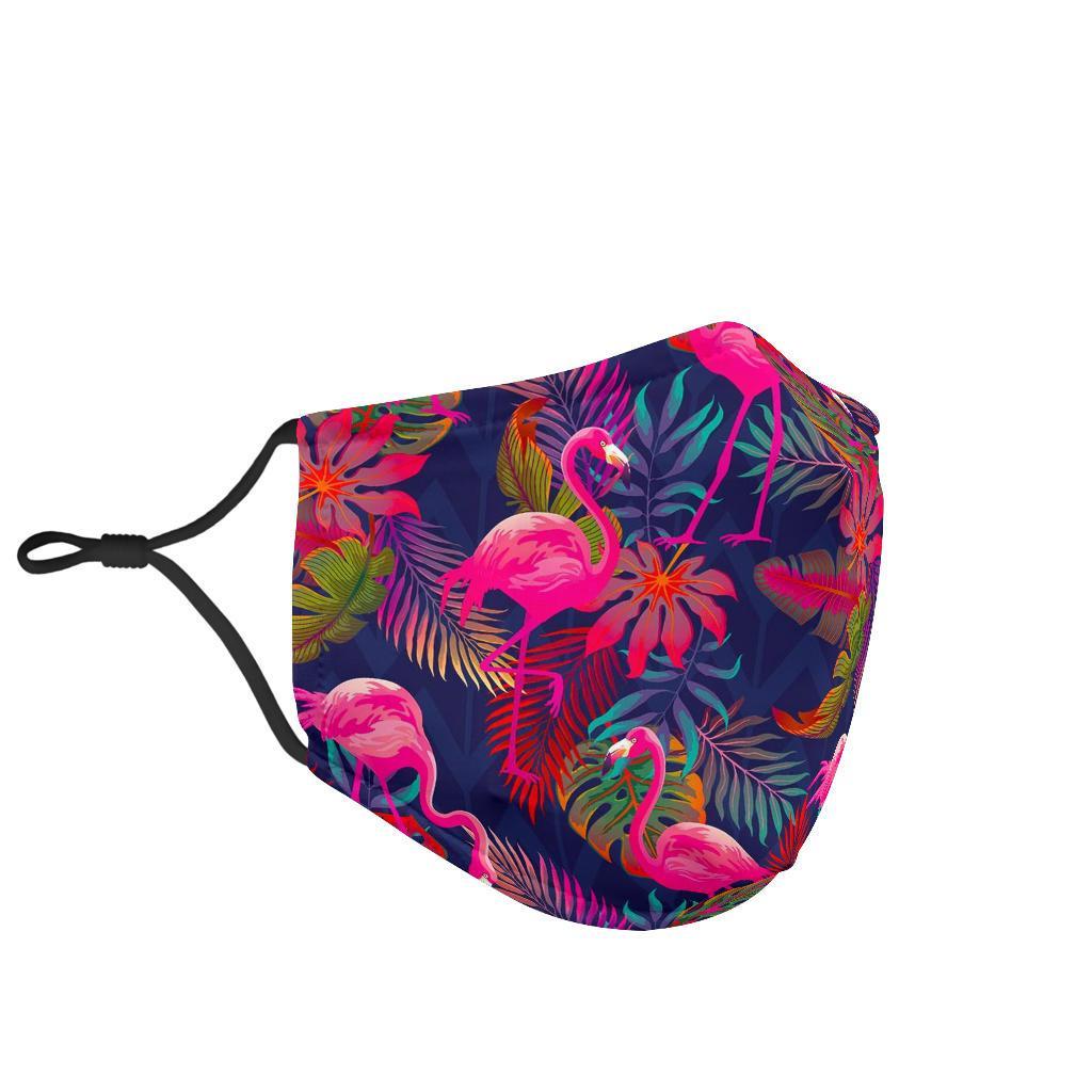 Tropical Flamingo Palm Leaves Hawaiian Floral Pattern Print Face Mask-grizzshop
