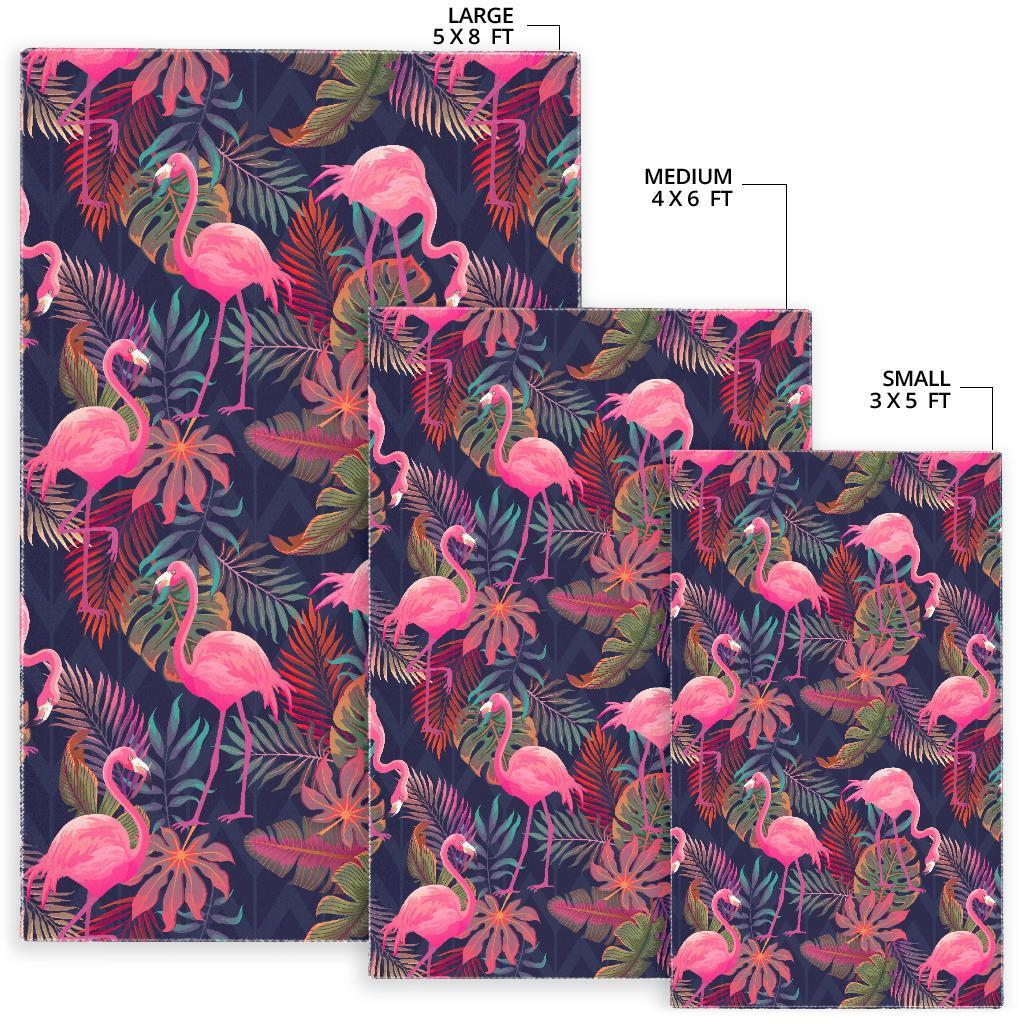 Tropical Flamingo Palm Leaves Hawaiian Floral Pattern Print Floor Mat-grizzshop