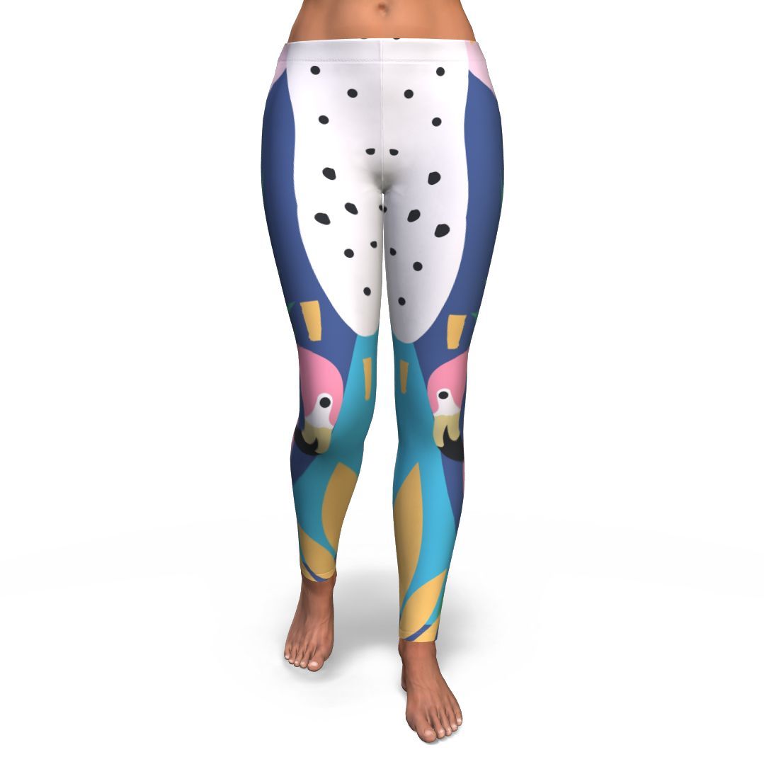 Tropical Flamingo Palm Leaves Hawaiian Pattern Print Pattern Women Leggings-grizzshop