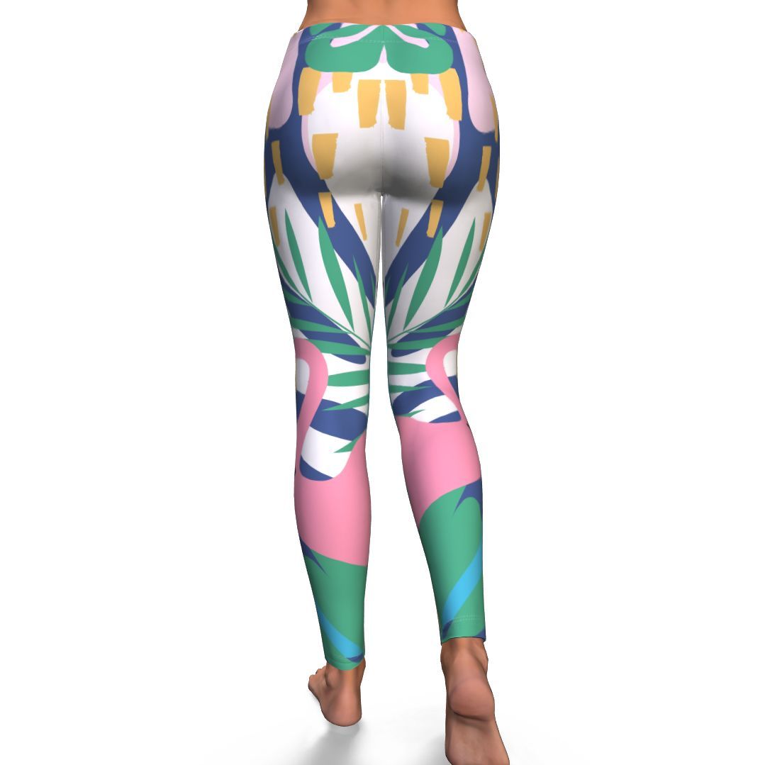 Tropical Flamingo Palm Leaves Hawaiian Pattern Print Pattern Women Leggings-grizzshop