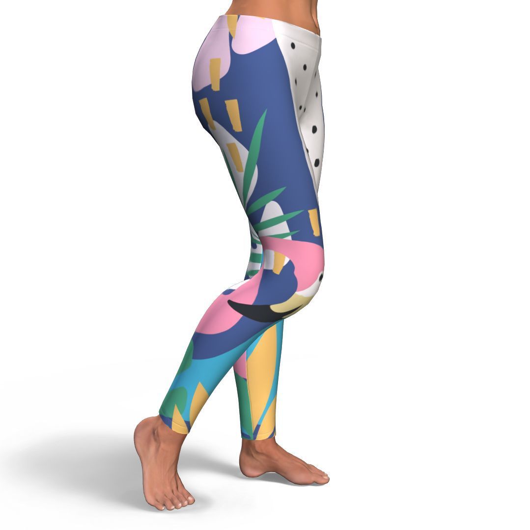 Tropical Flamingo Palm Leaves Hawaiian Pattern Print Pattern Women Leggings-grizzshop