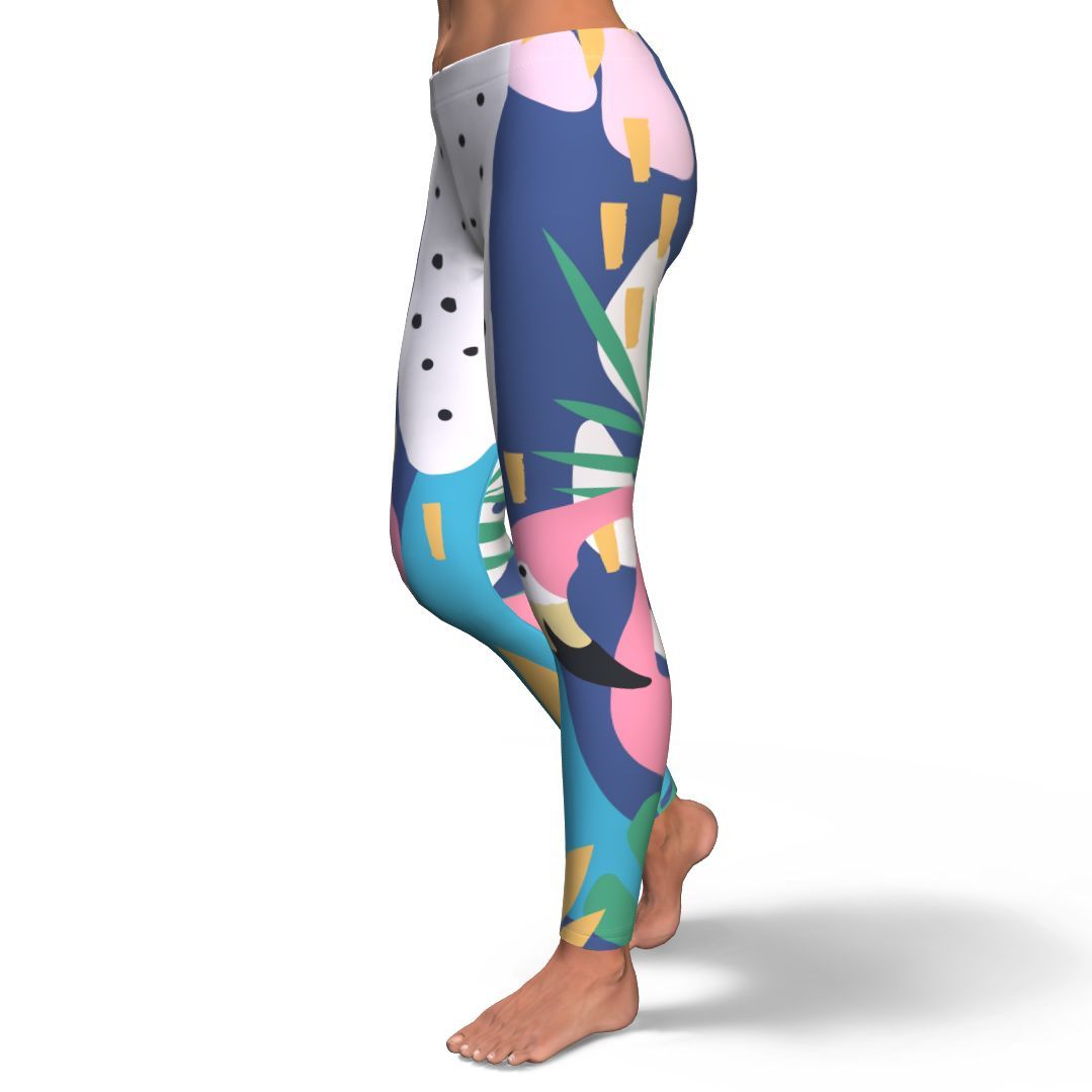 Tropical Flamingo Palm Leaves Hawaiian Pattern Print Pattern Women Leggings-grizzshop