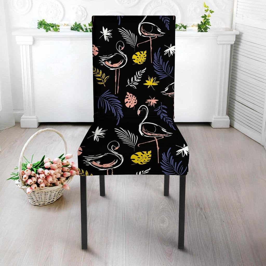 Tropical Flamingo Print Chair Cover-grizzshop