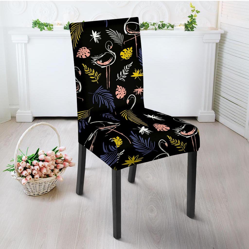 Tropical Flamingo Print Chair Cover-grizzshop