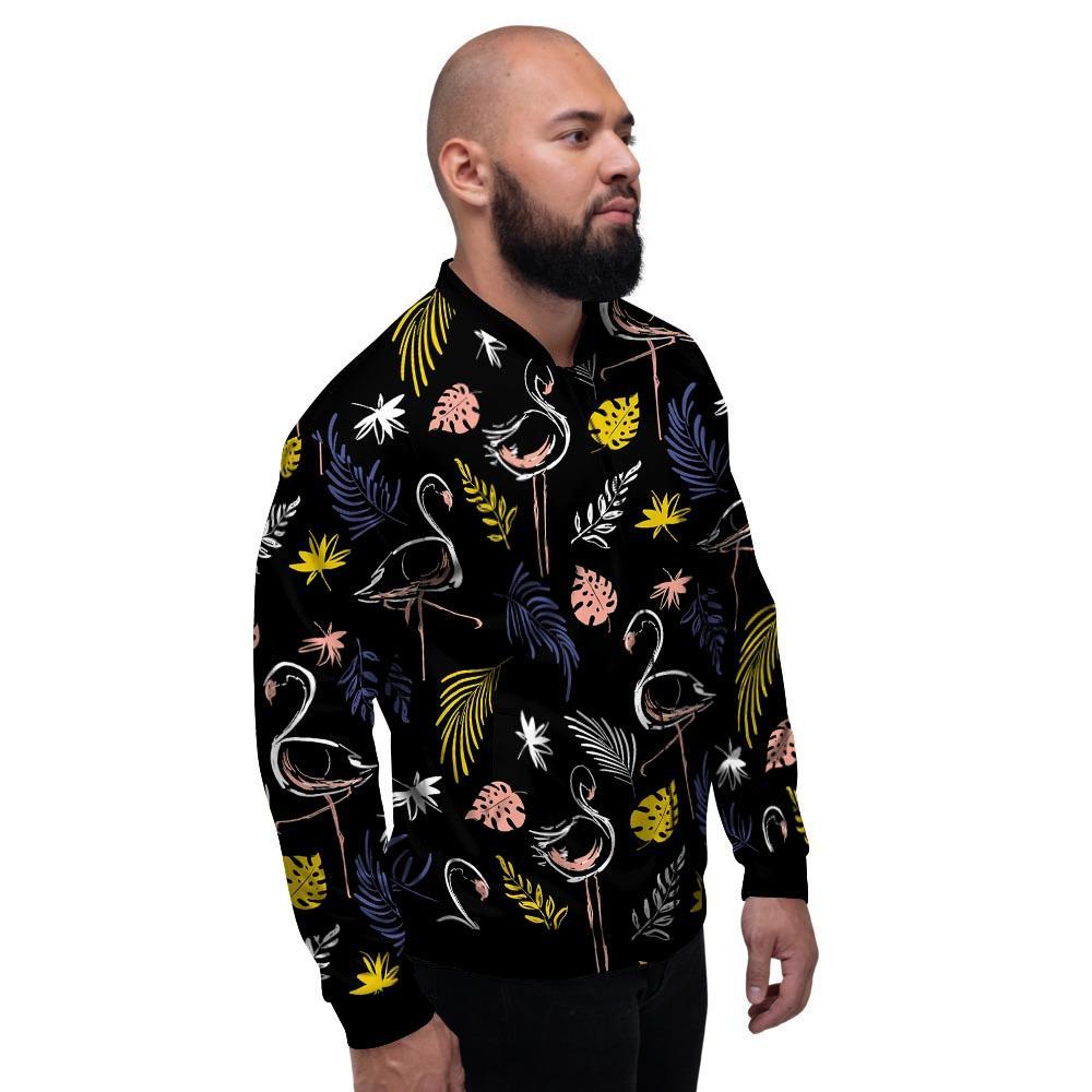 Tropical Flamingo Print Men's Bomber Jacket-grizzshop