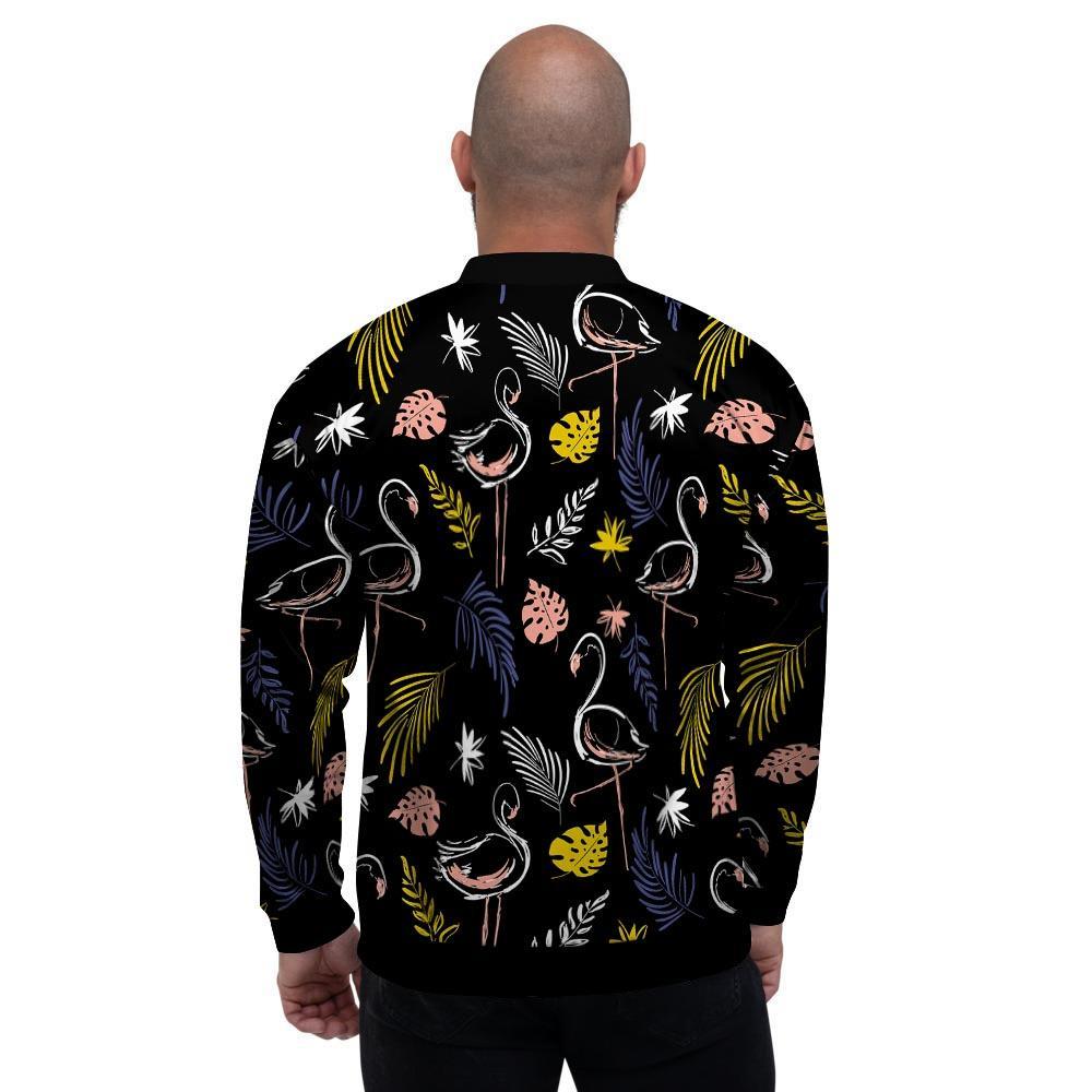 Tropical Flamingo Print Men's Bomber Jacket-grizzshop
