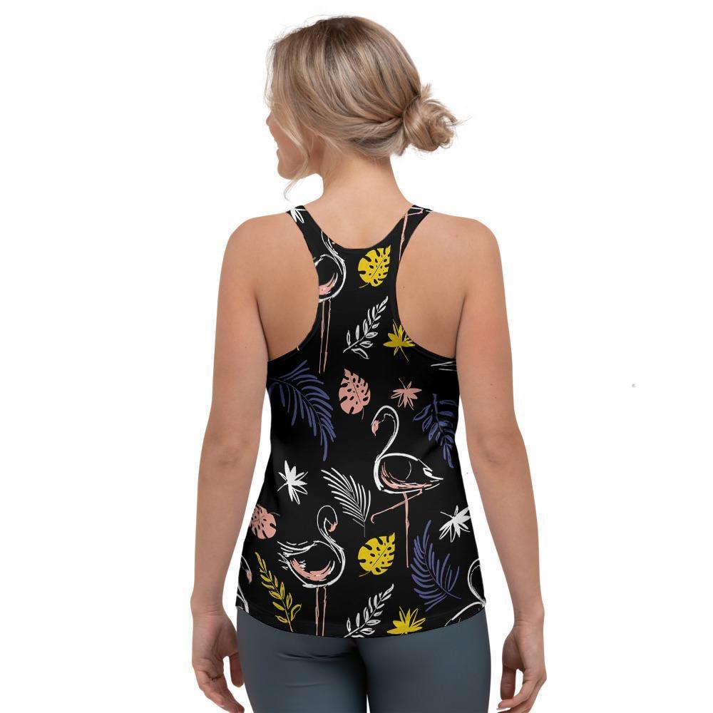 Tropical Flamingo Print Women's Racerback Tank Top-grizzshop