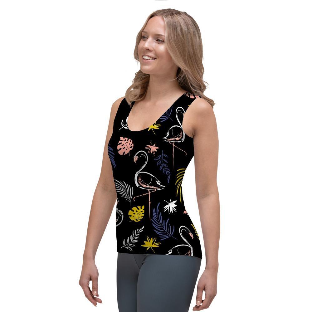 Tropical Flamingo Print Women's Tank Top-grizzshop
