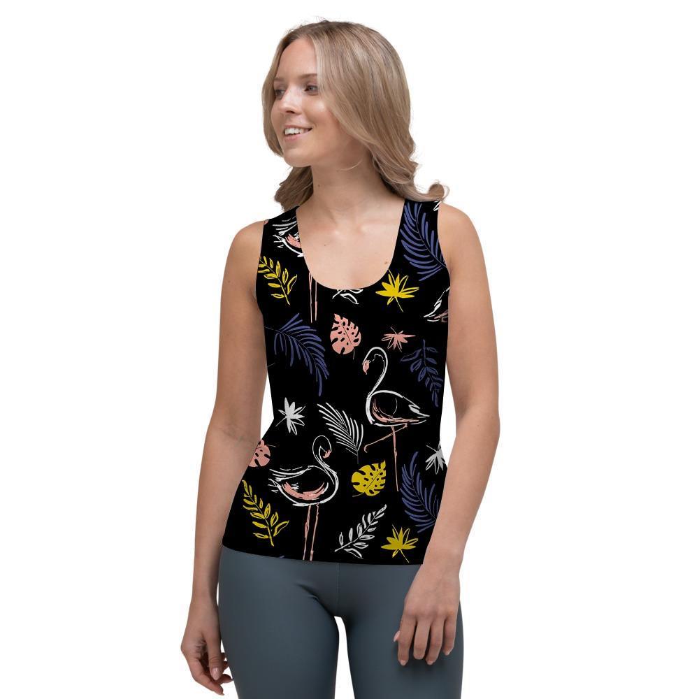 Tropical Flamingo Print Women's Tank Top-grizzshop