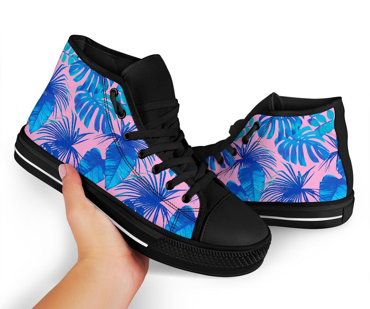 Tropical Floral Hawaiian Palm Leaves Pattern Print Men Women's High Top Shoes-grizzshop