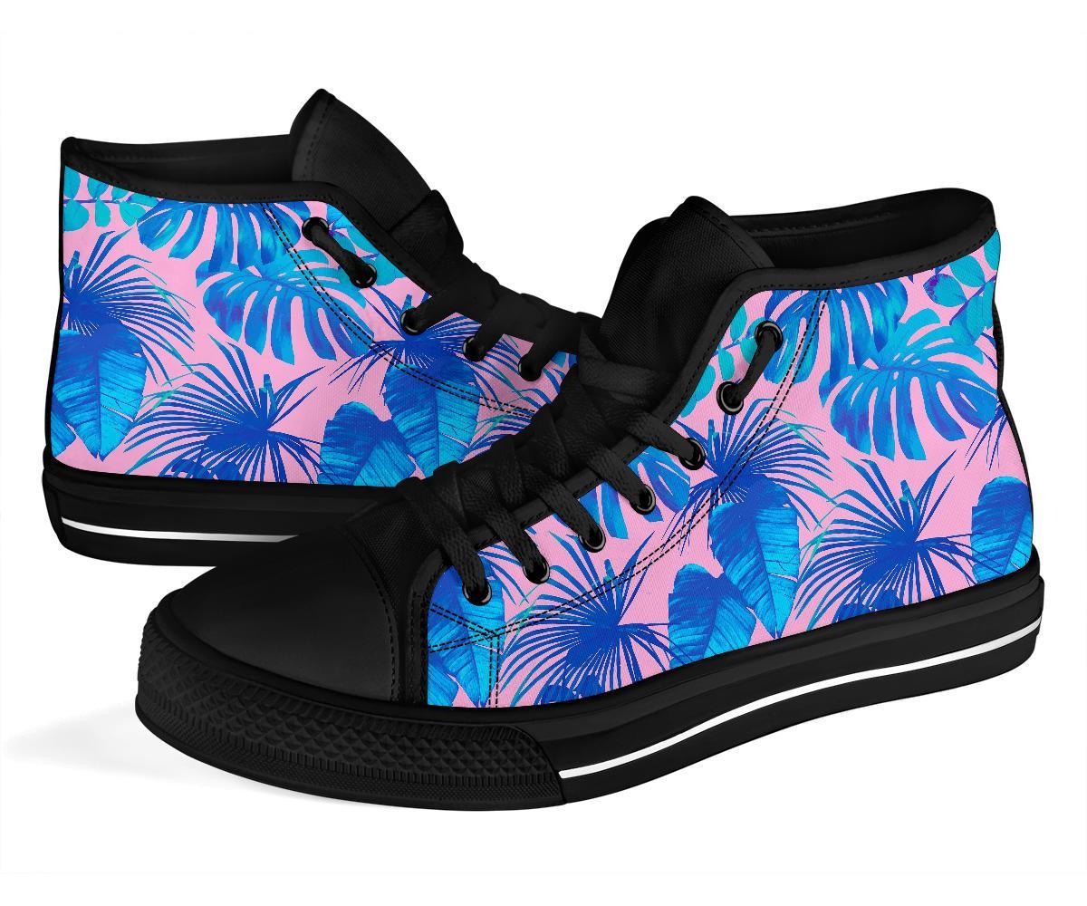Tropical Floral Hawaiian Palm Leaves Pattern Print Men Women's High Top Shoes-grizzshop