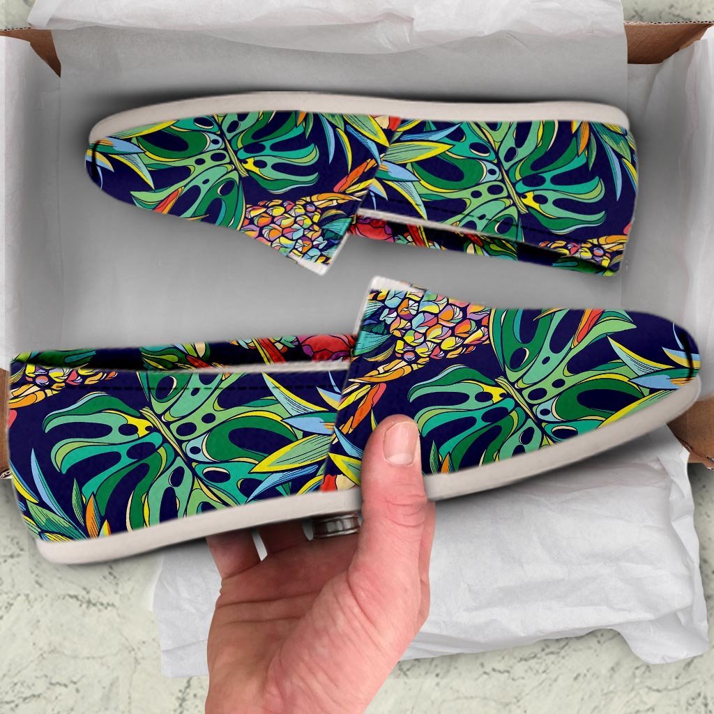 Tropical Floral Pineapple Print Canvas Shoes-grizzshop