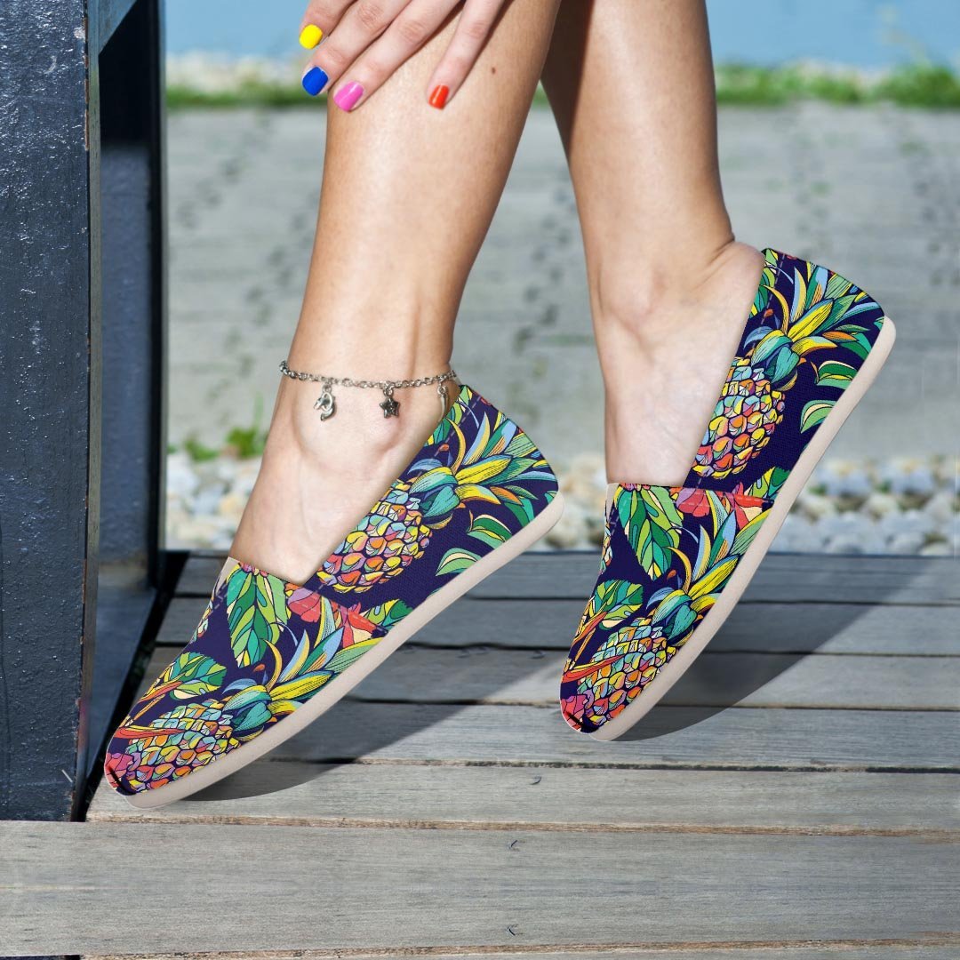 Tropical Floral Pineapple Print Canvas Shoes-grizzshop