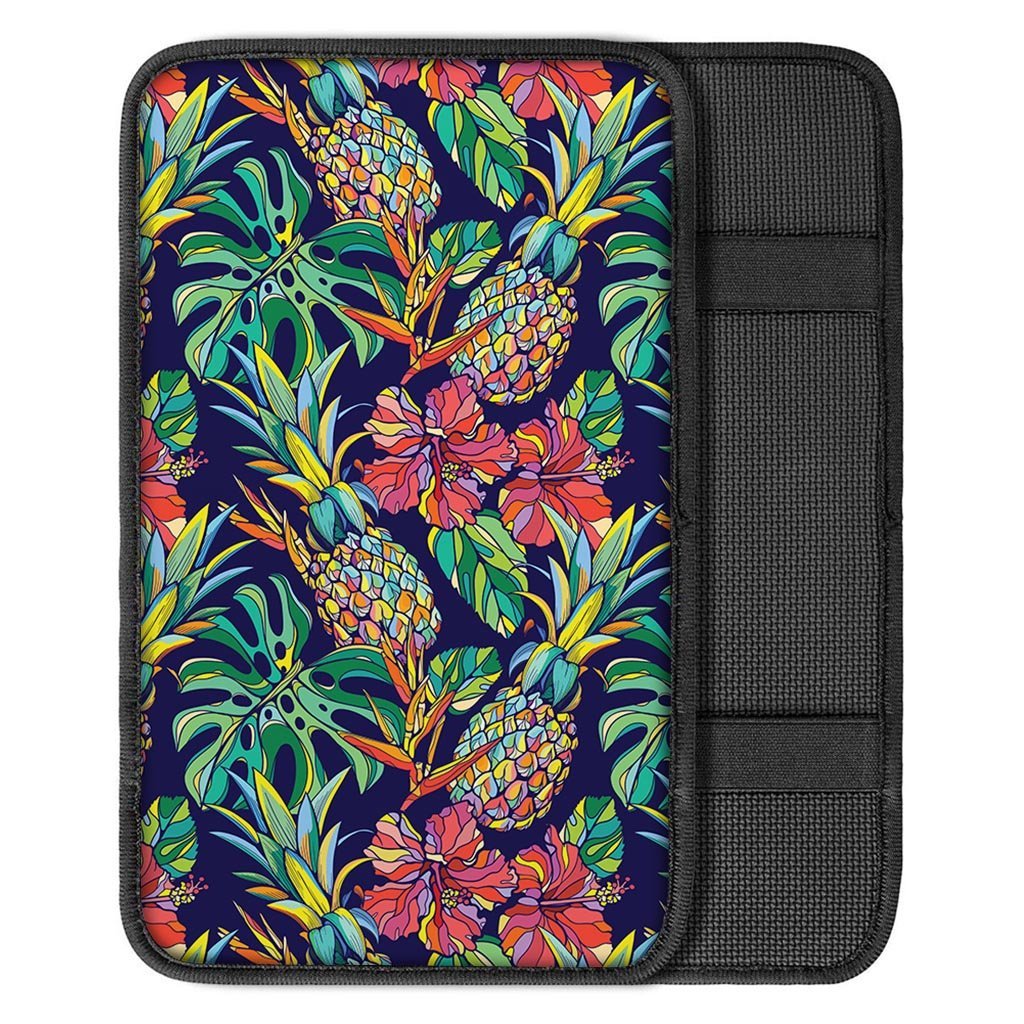 Tropical Floral Pineapple Print Car Console Cover-grizzshop
