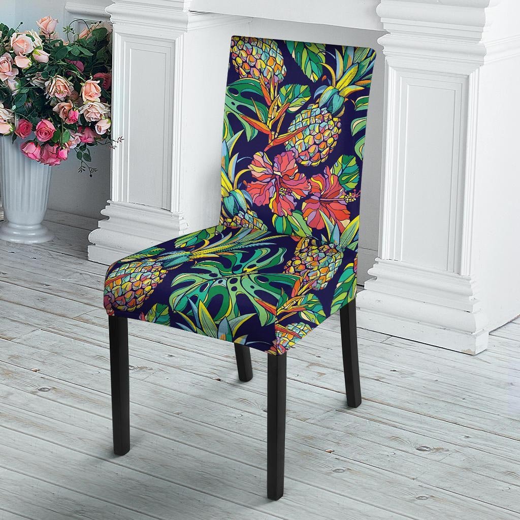 Tropical Floral Pineapple Print Chair Cover-grizzshop