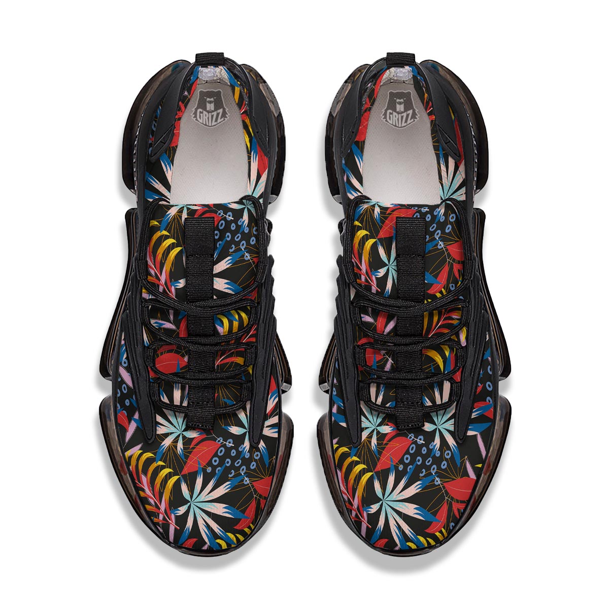 Tropical Floral Retro Hawaiian Print Pattern Black Gym Shoes-grizzshop