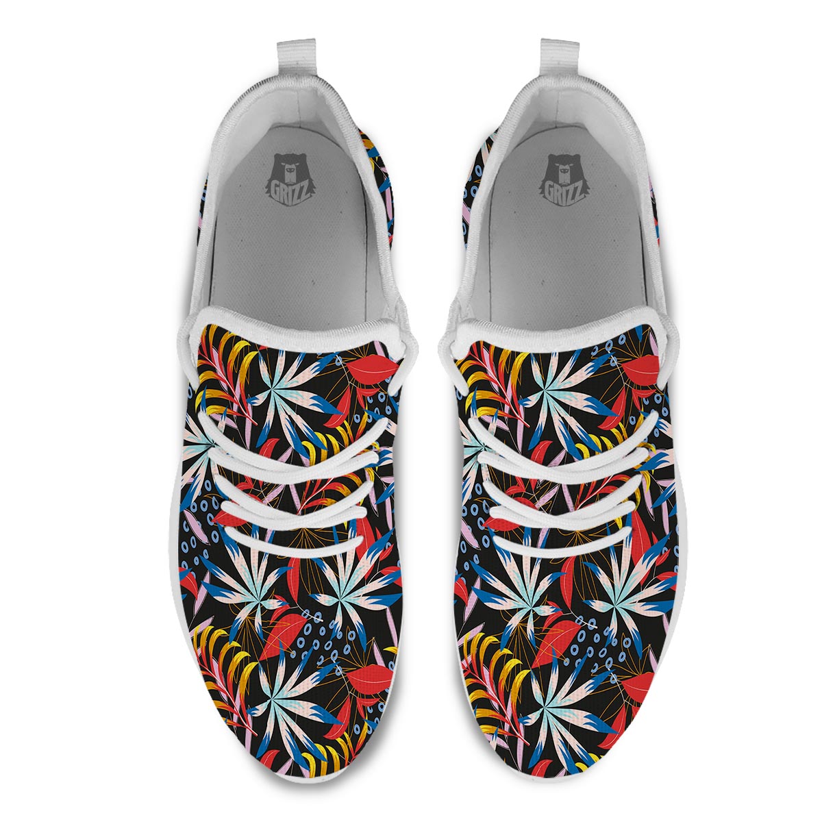 Tropical Floral Retro Hawaiian Print Pattern White Athletic Shoes-grizzshop