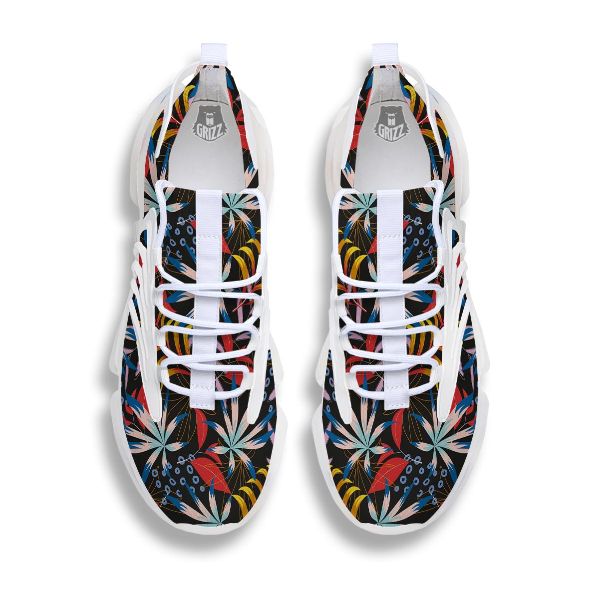 Tropical Floral Retro Hawaiian Print Pattern White Gym Shoes-grizzshop
