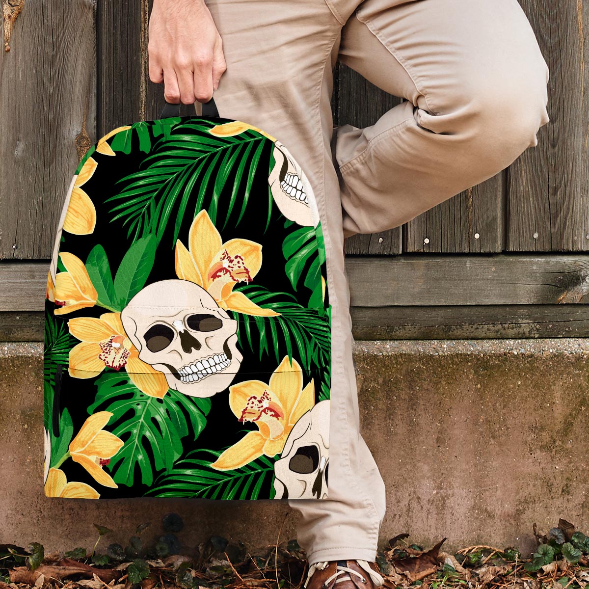 Tropical Floral Skull Backpack-grizzshop
