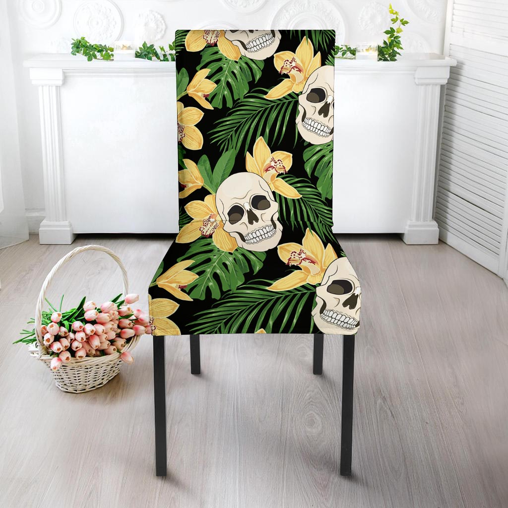Tropical Floral Skull Chair Cover-grizzshop