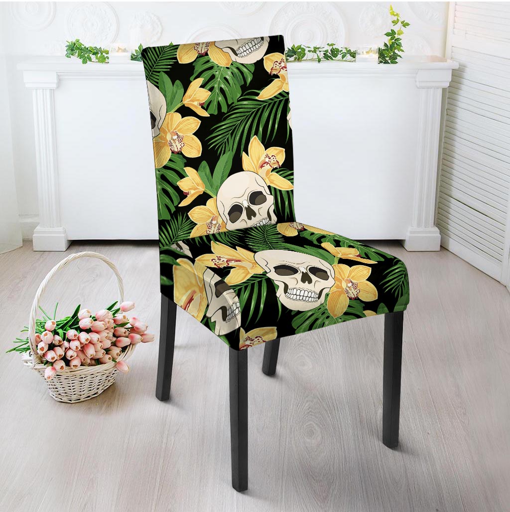 Tropical Floral Skull Chair Cover-grizzshop