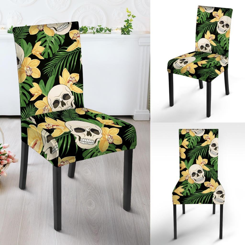 Tropical Floral Skull Chair Cover-grizzshop