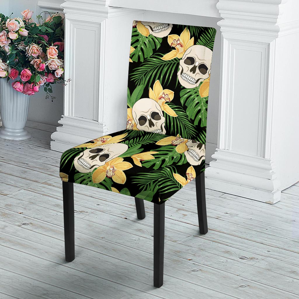 Tropical Floral Skull Chair Cover-grizzshop
