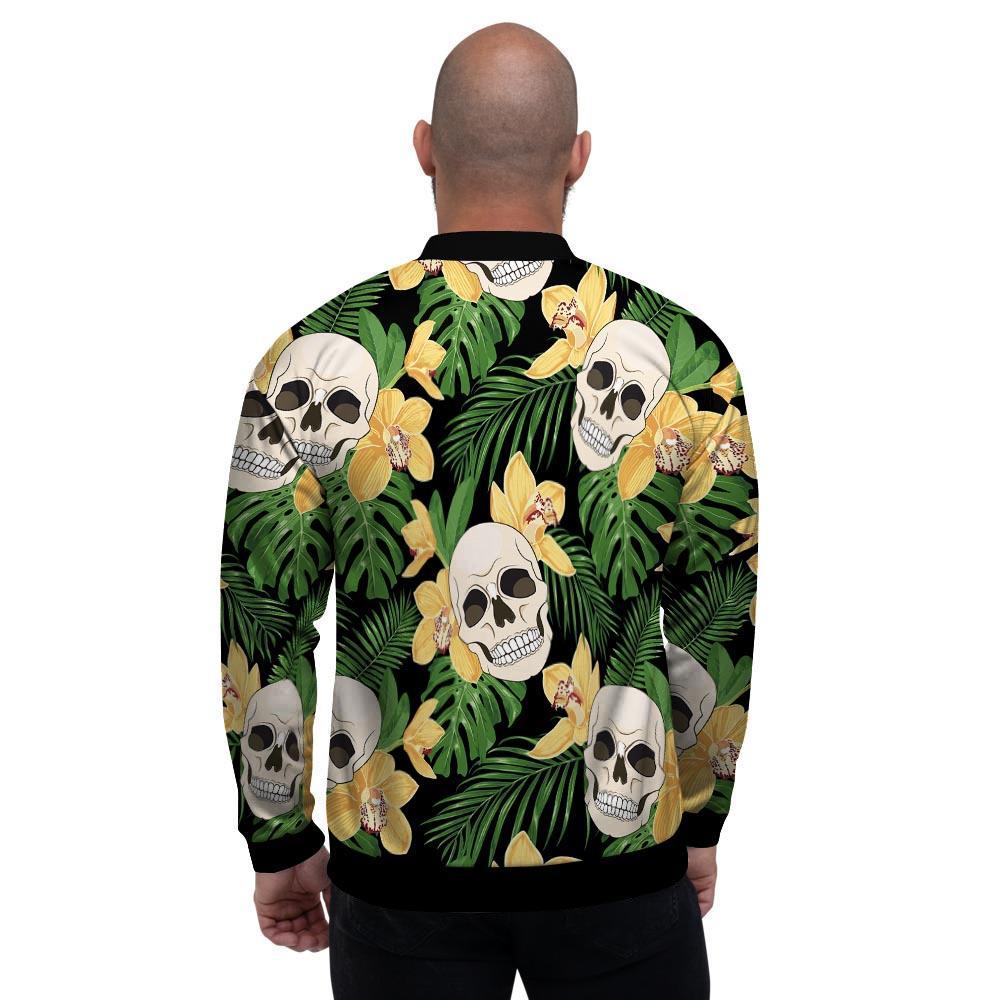 Tropical Floral Skull Men's Bomber Jacket-grizzshop