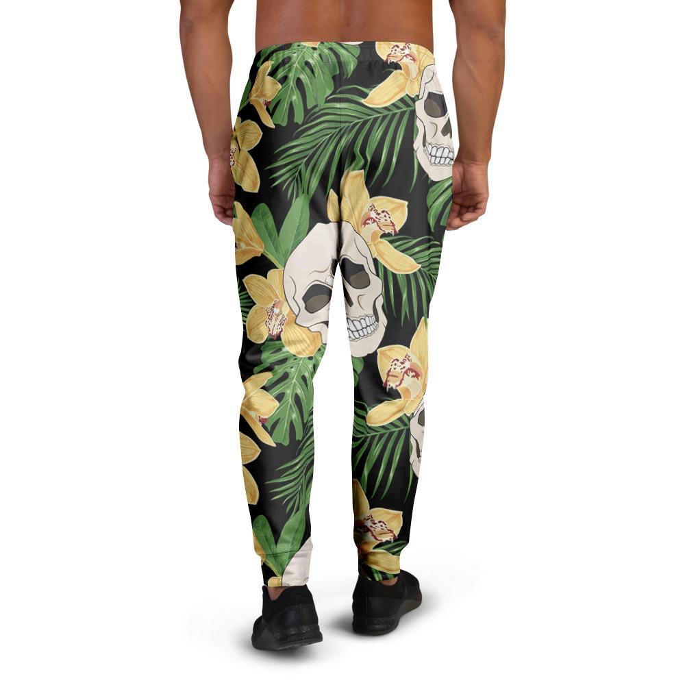 Tropical Floral Skull Men's Joggers-grizzshop