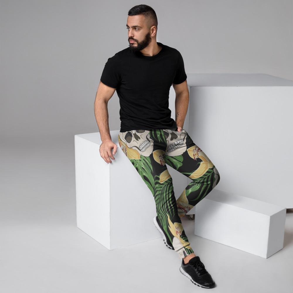 Tropical Floral Skull Men's Joggers-grizzshop