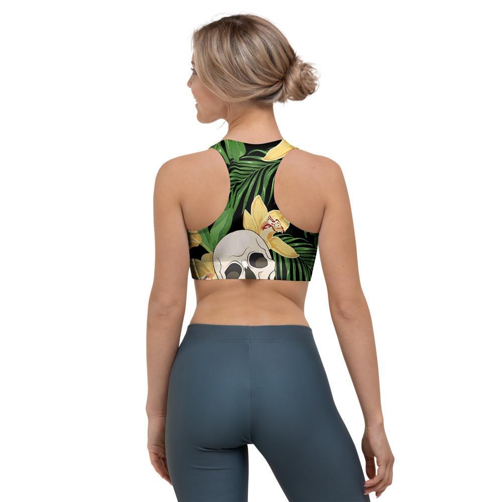 Tropical Floral Skull Sports Bra-grizzshop