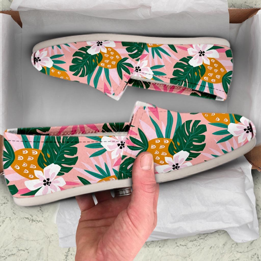 Tropical Flower Hawaiian Pineapple Print Canvas Shoes-grizzshop