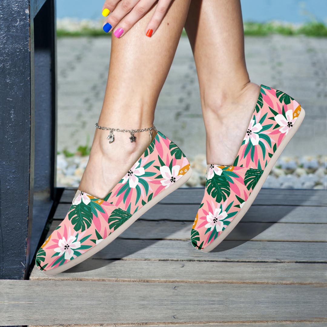 Tropical Flower Hawaiian Pineapple Print Canvas Shoes-grizzshop