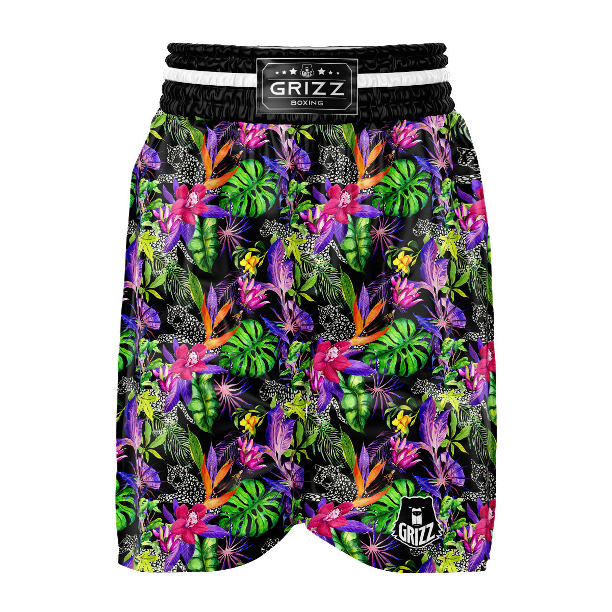 Tropical Flower Leaf Light Print Pattern Boxing Shorts-grizzshop