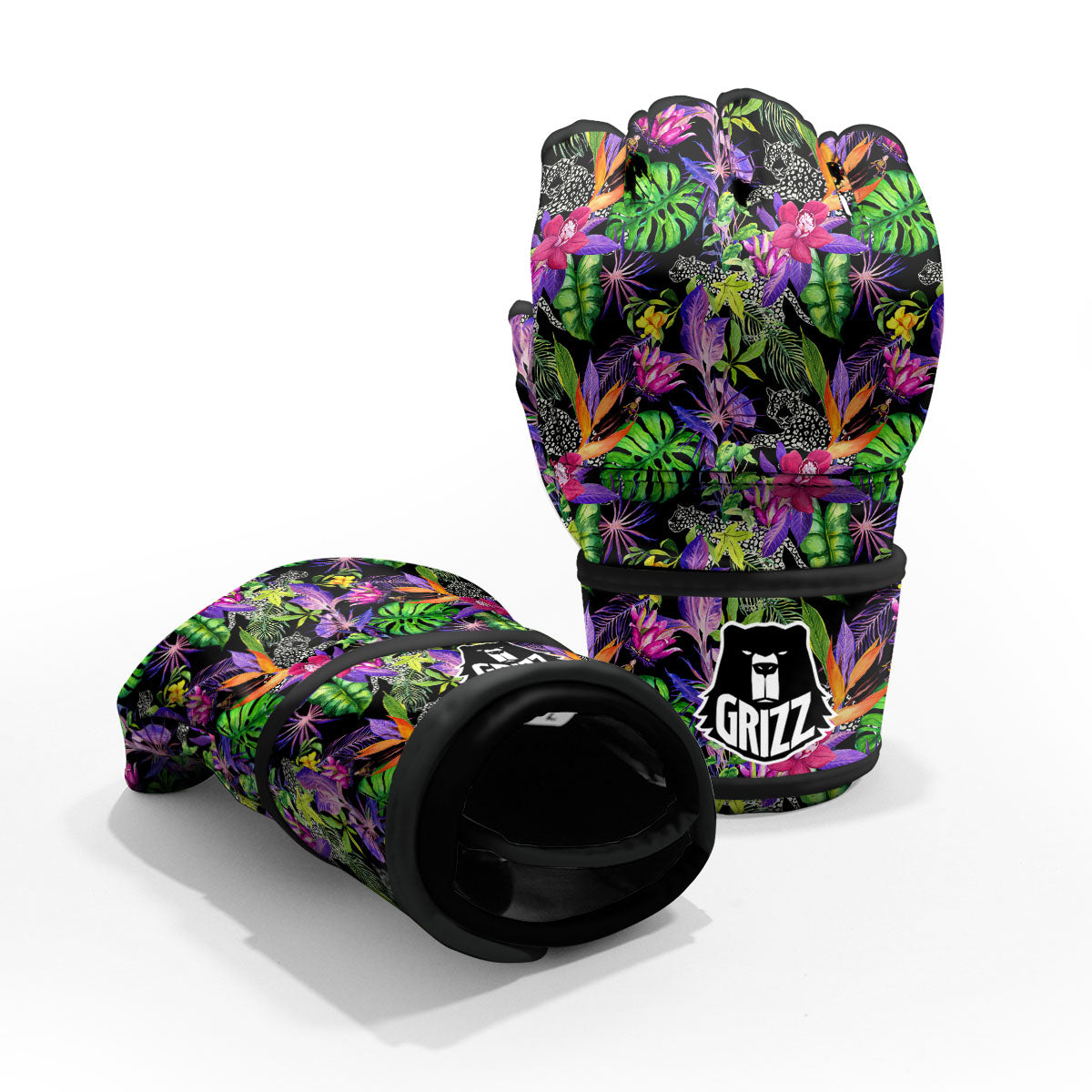 Tropical Flower Leaf Light Print Pattern MMA Gloves-grizzshop
