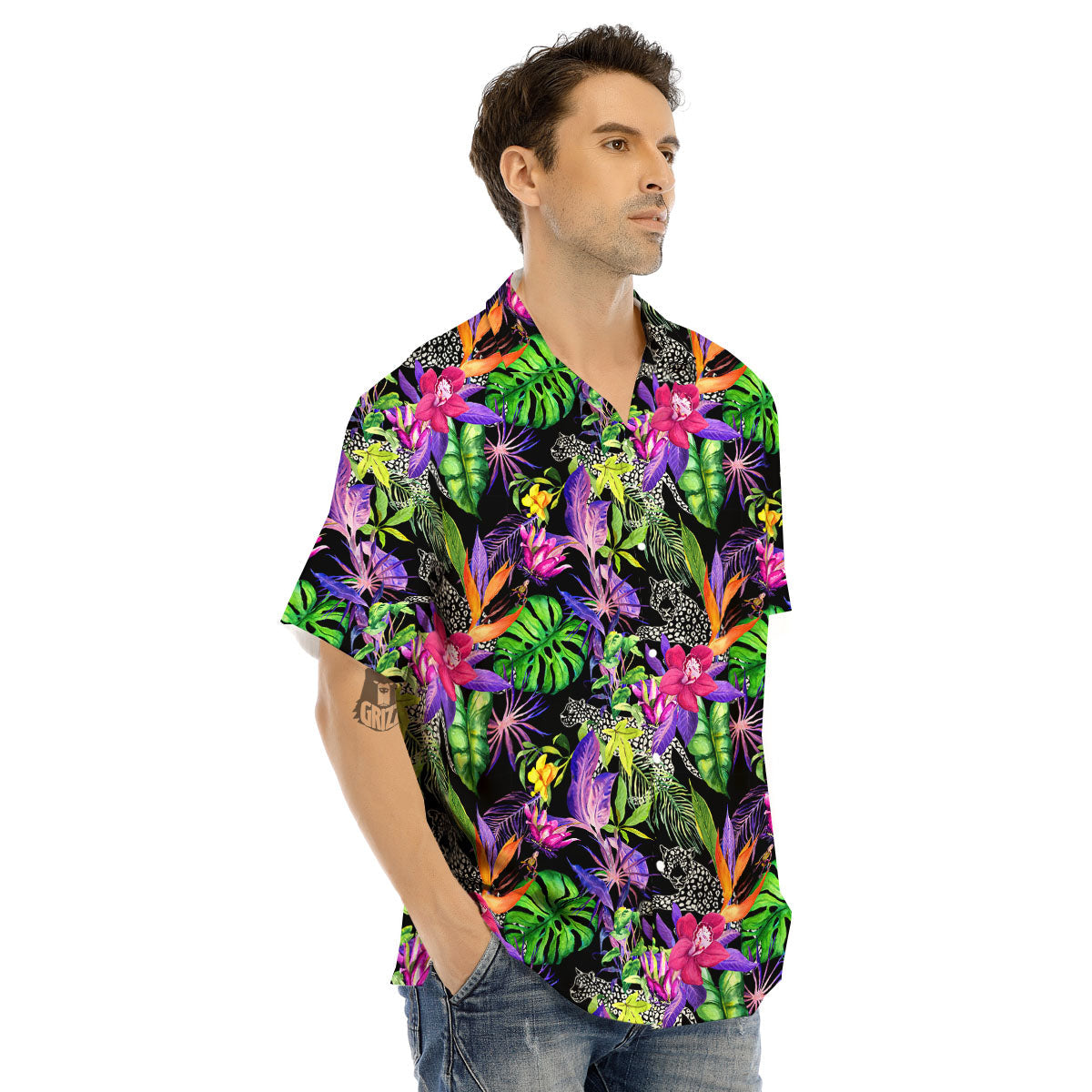 Tropical Flower Leaf Light Print Pattern Men's Hawaiian Shirt-grizzshop