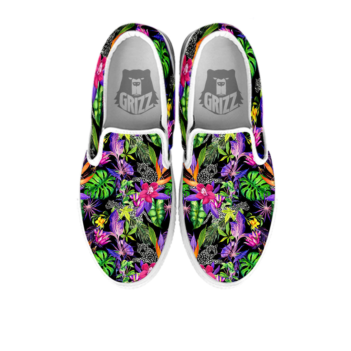 Tropical Flower Leaf Light Print Pattern White Slip On Shoes-grizzshop