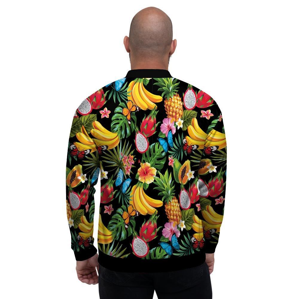 Tropical Fruit Hawaiian Print Men's Bomber Jacket-grizzshop