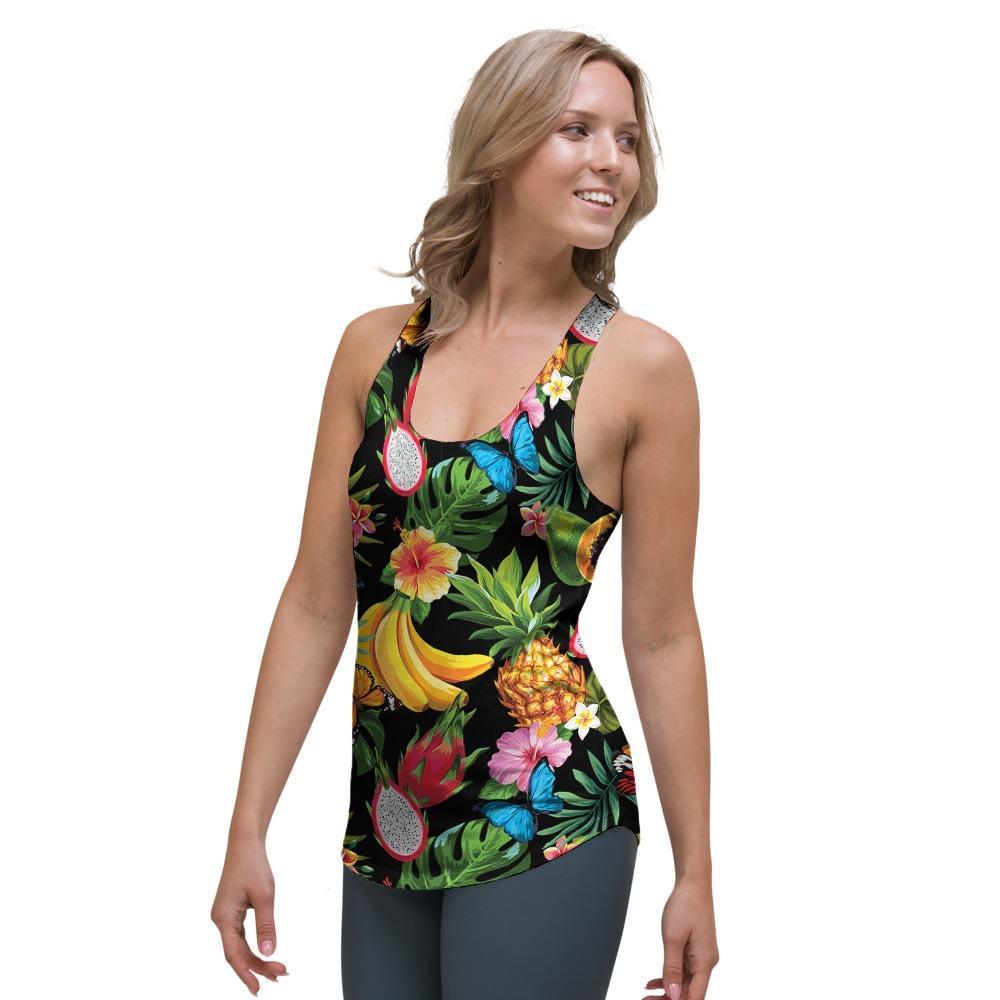 Tropical Fruit Hawaiian Print Women's Racerback Tank Top-grizzshop