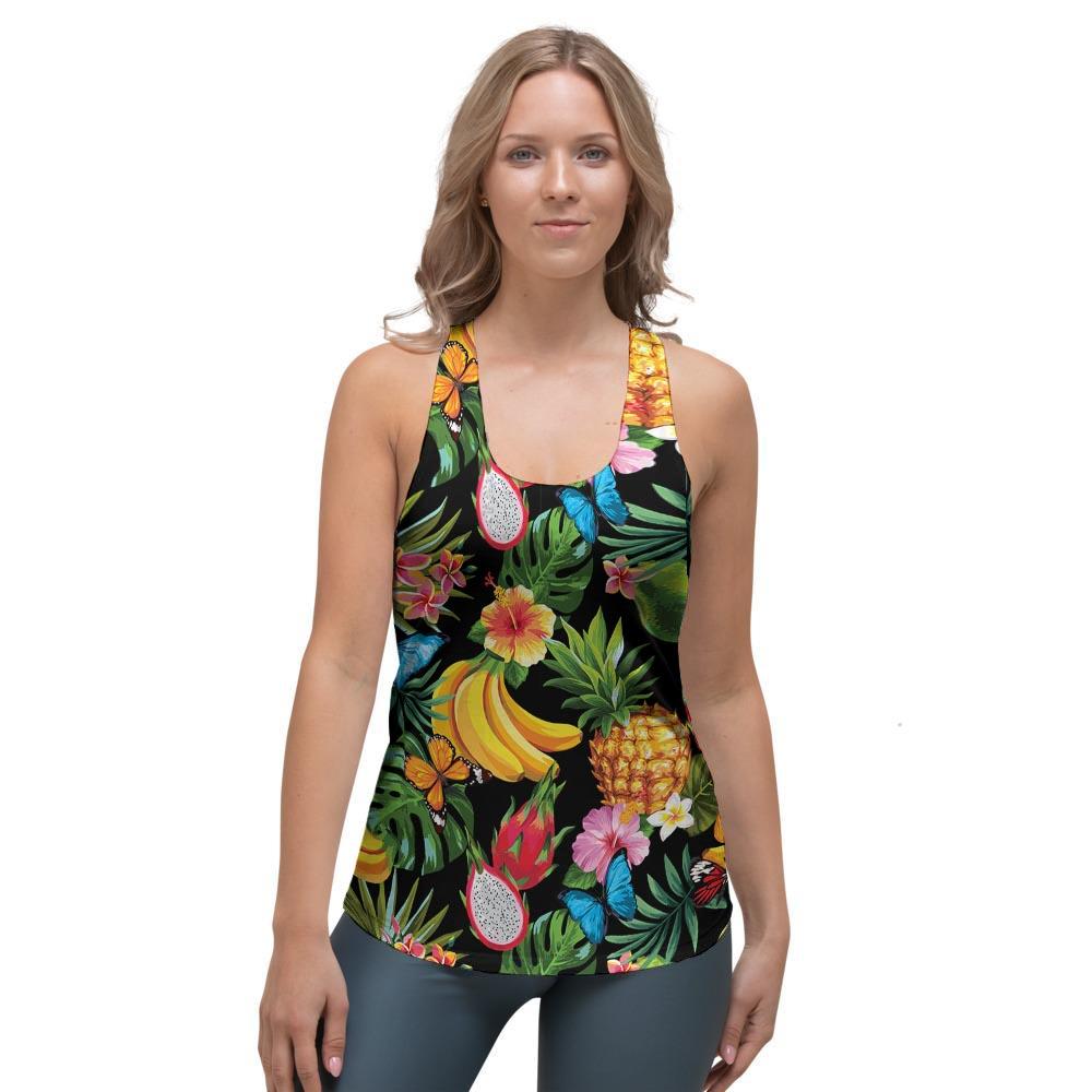 Tropical Fruit Hawaiian Print Women's Racerback Tank Top-grizzshop