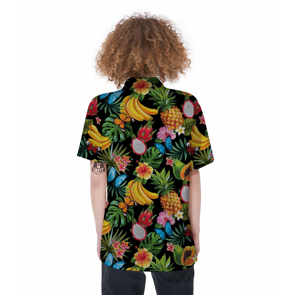 Tropical Fruit Hawaiian Print Women's Short Sleeve Shirts-grizzshop
