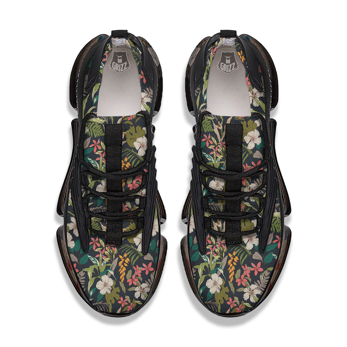 Tropical Hawaiian Aloha Print Pattern Black Gym Shoes-grizzshop