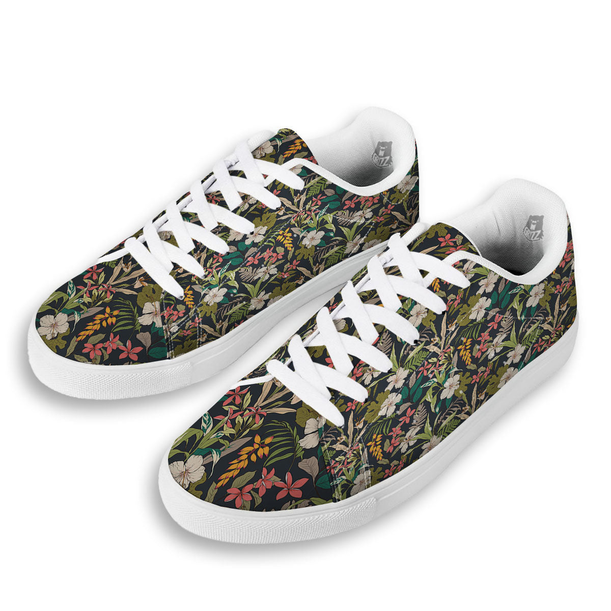 Tropical Hawaiian Aloha Print Pattern White Low Top Sneakers-grizzshop