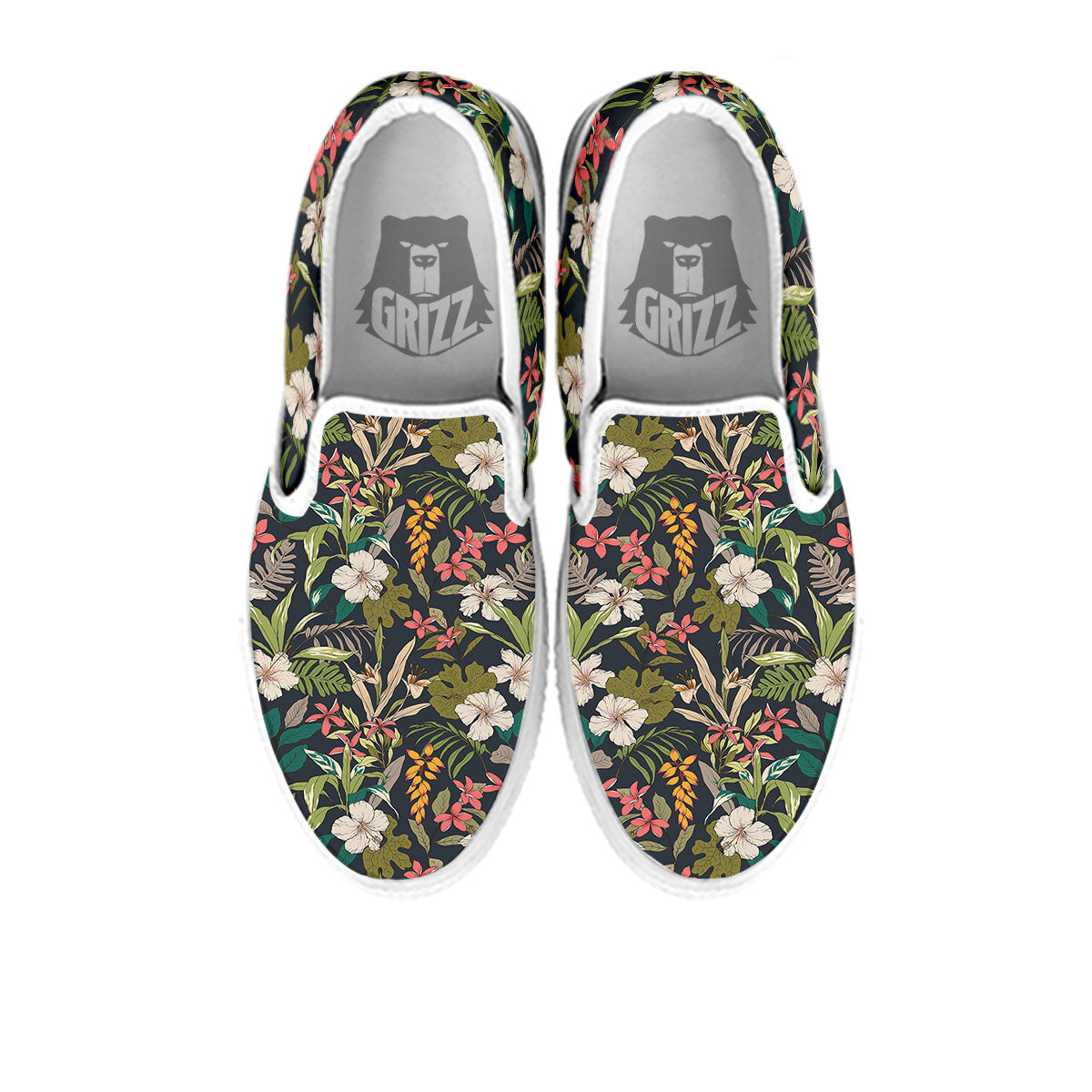 Tropical Hawaiian Aloha Print Pattern White Slip On Shoes-grizzshop