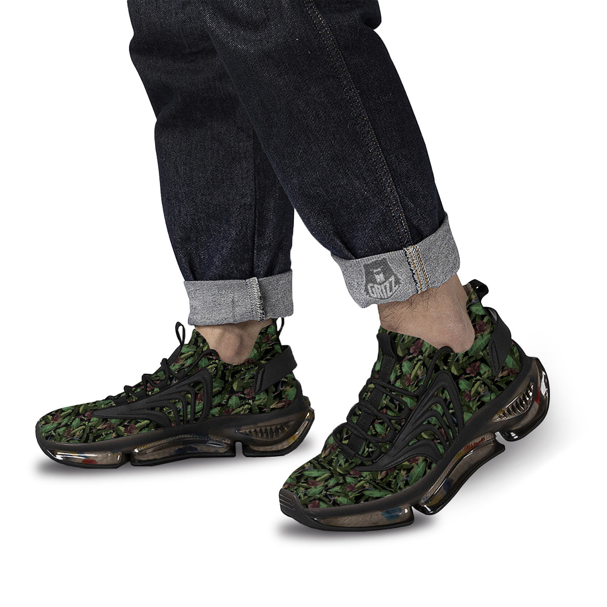 Tropical Hawaiian Dark Print Pattern Black Gym Shoes-grizzshop