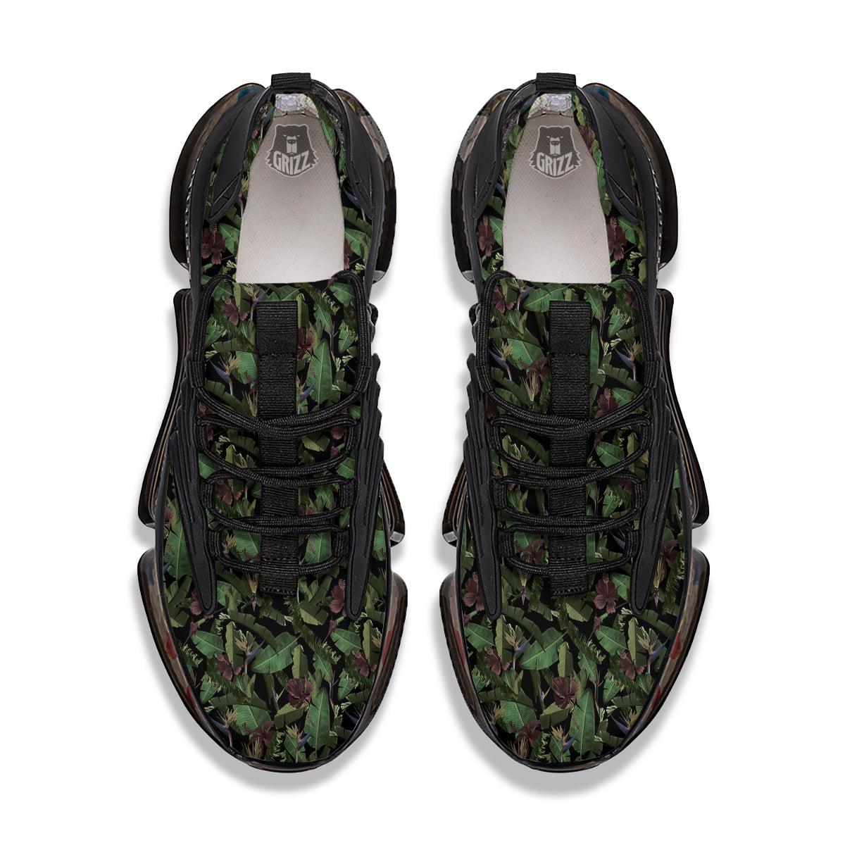 Tropical Hawaiian Dark Print Pattern Black Gym Shoes-grizzshop