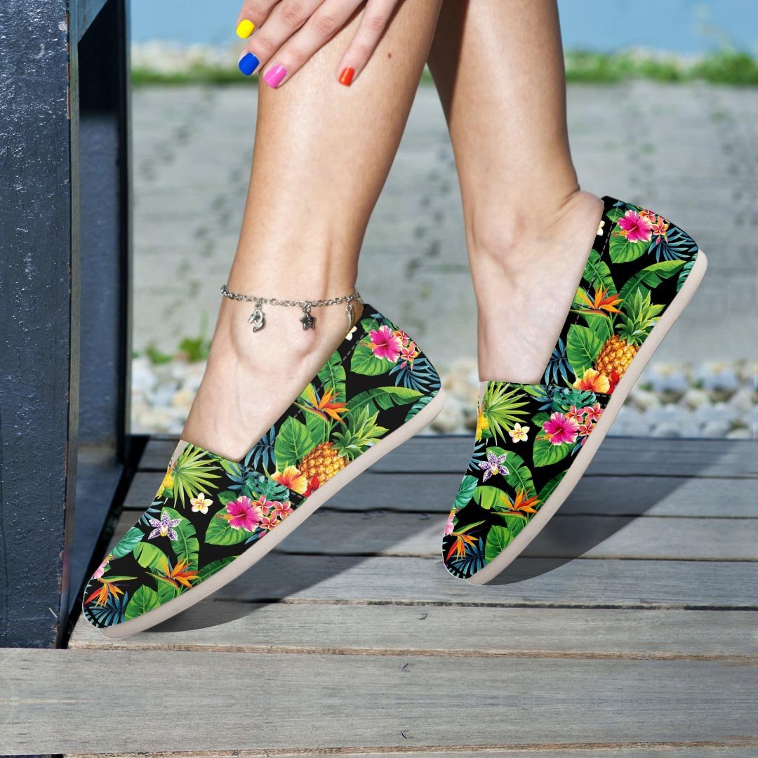 Tropical Hawaiian Floral Print Canvas Shoes-grizzshop