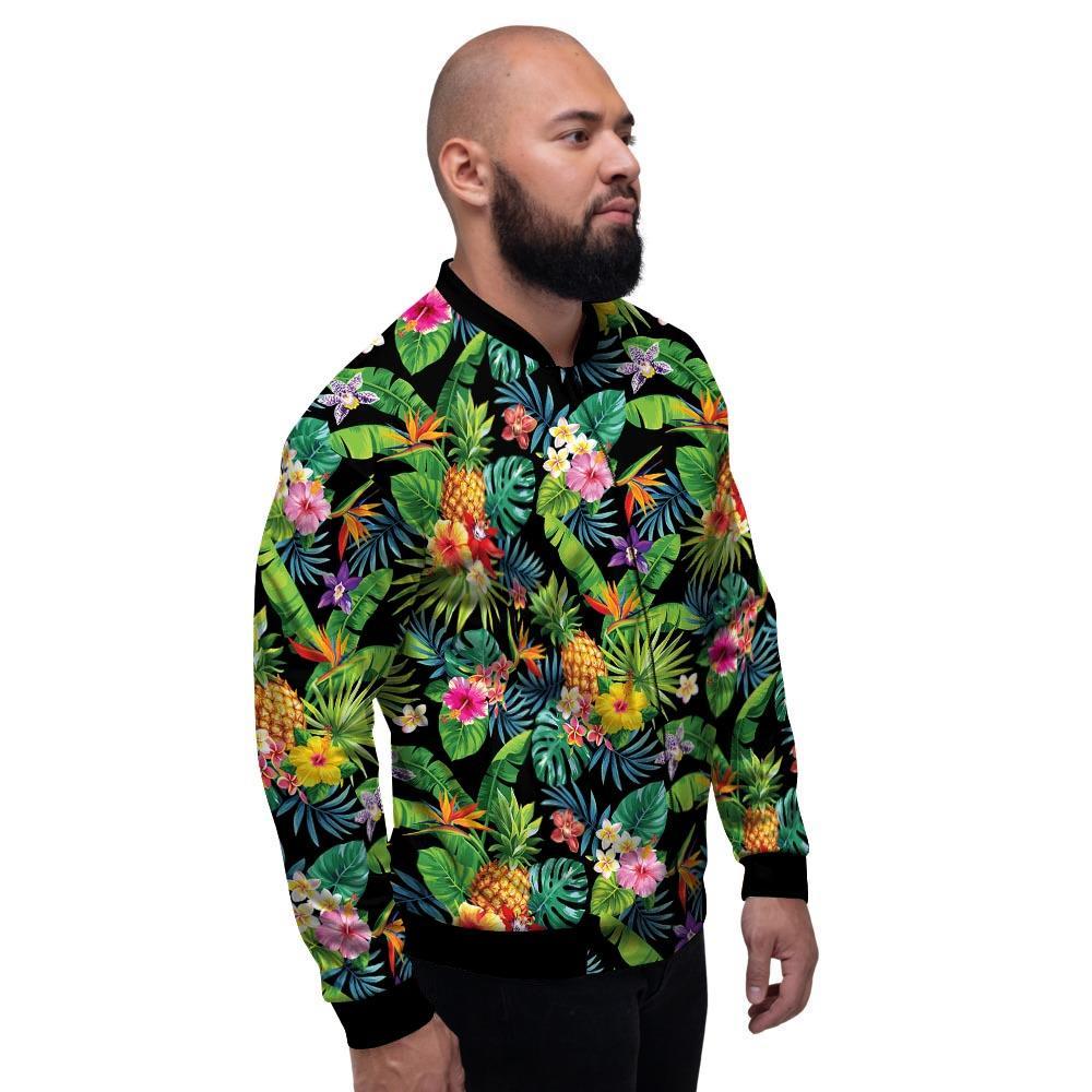 Tropical Hawaiian Floral Print Men's Bomber Jacket-grizzshop