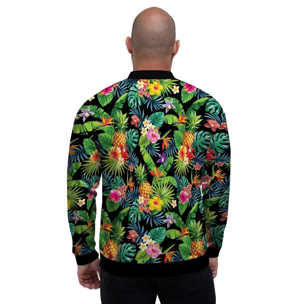 Tropical Hawaiian Floral Print Men's Bomber Jacket-grizzshop