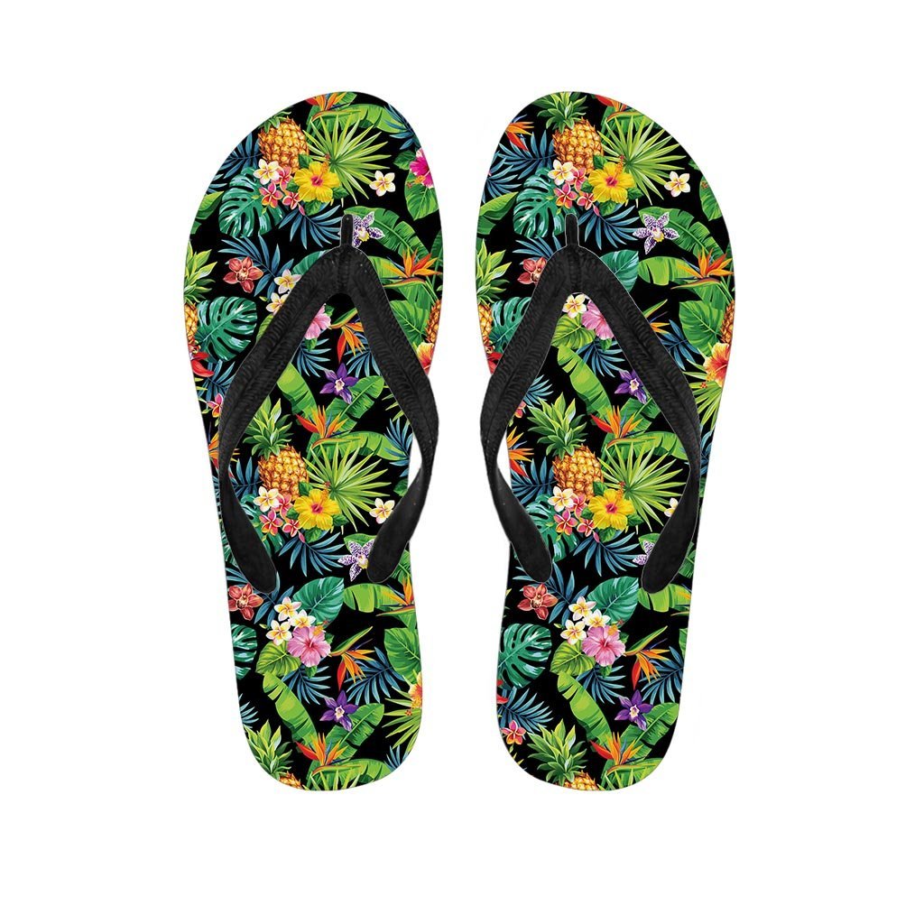 Tropical Hawaiian Floral Print Men's Flip Flops-grizzshop